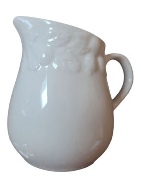 Gibson White Embossed Fruit Creamer Pitcher Ceramic Farmhouse